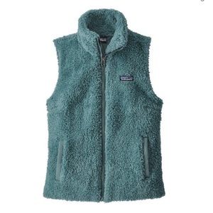 Patagonia Los Gatos Light Teal Blue Green Deep Pile Fleece Full Zip Vest Size XS